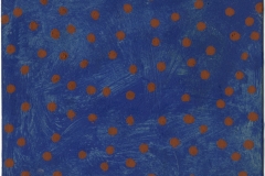 red-on-blue (ochre and oil paint on card; 25x19cm) 2009