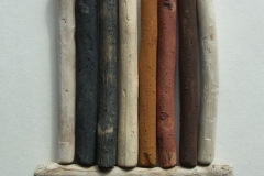 painted sticks (driftwood and earth pigments; 11x9cm) © p ward 2010