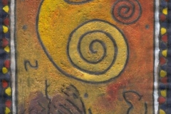 mother and child (acrylic and mud on linen; 10x15cm) 1993 nfs