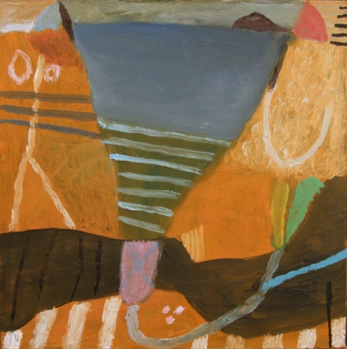 searching for coal on the greencliff (oil on board; 28x28cm; 2008)