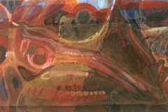 song of the curlew (acrylic on salvaged card; 45x28cm; 1997)