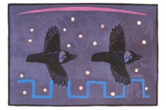 rucach (acrylic on paper;18x12cm; from 'irish crows' 1998)