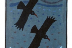 cag cosdearg (acrylic on paper;18x12cm; from 'irish crows' 1998)