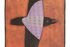 feannog (acrylic on paper;18x12cm; from 'irish crows' 1998)