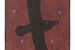fiach dubh (acrylic on paper;18x12cm; from 'irish crows' 1998)