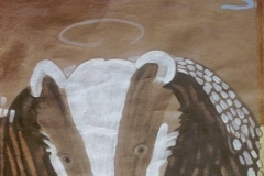 mudbroc (mud, shaggy-ink-cap-ink and paint; 46x42cm; 2002)