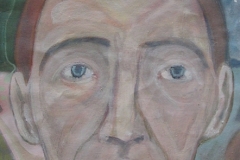 painted face (acrylic on salvaged card; 45x25cm) 2003