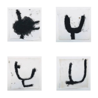 13 gestures with a handful of soil 1-4 (Botallack black on paper; 4 14x14cm)