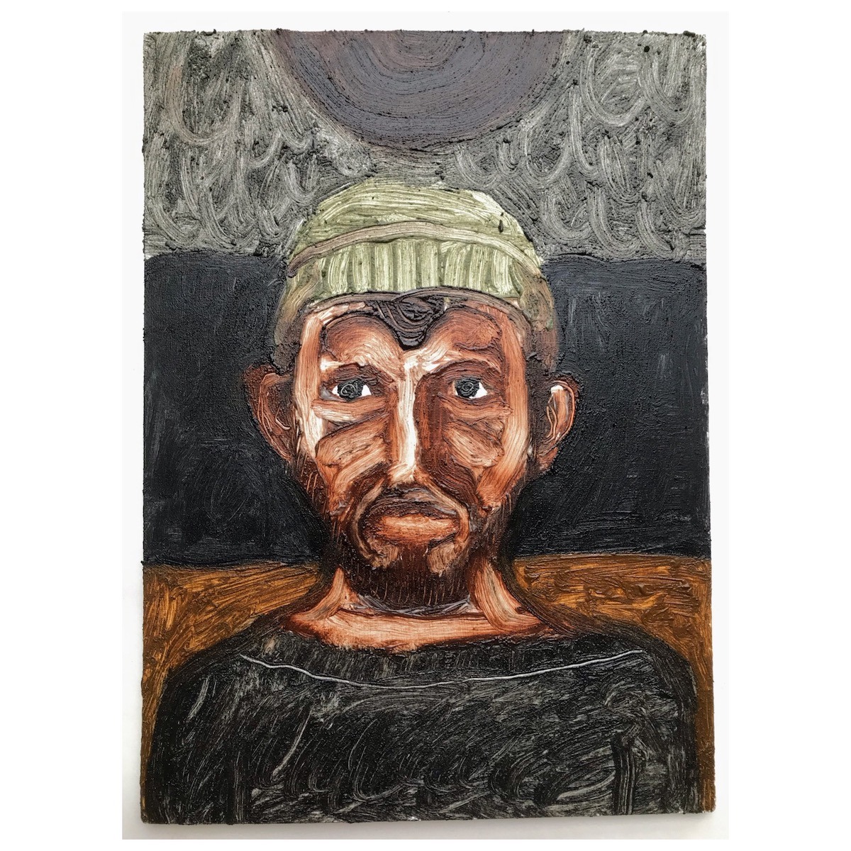 017 Jamie (Cornish earth pigments and linseed oil on primed salvaged board; 30x42cm) private collection