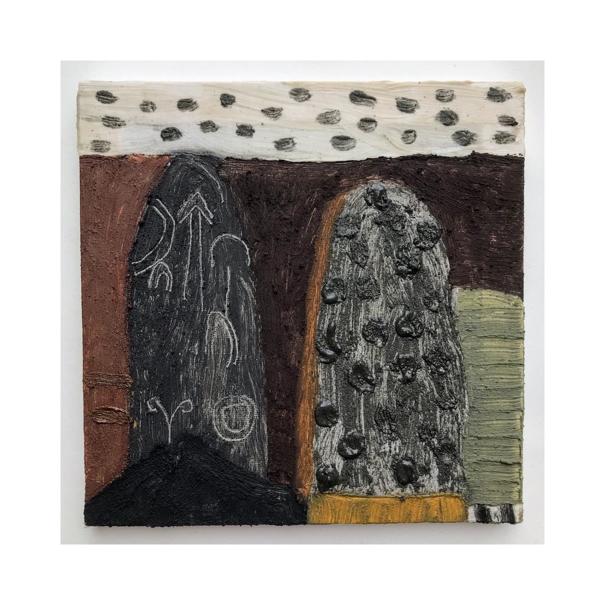 019 small colour study 2 - standing stones (Cornish earth pigments and linseed oil on canvas; 20x20cm)