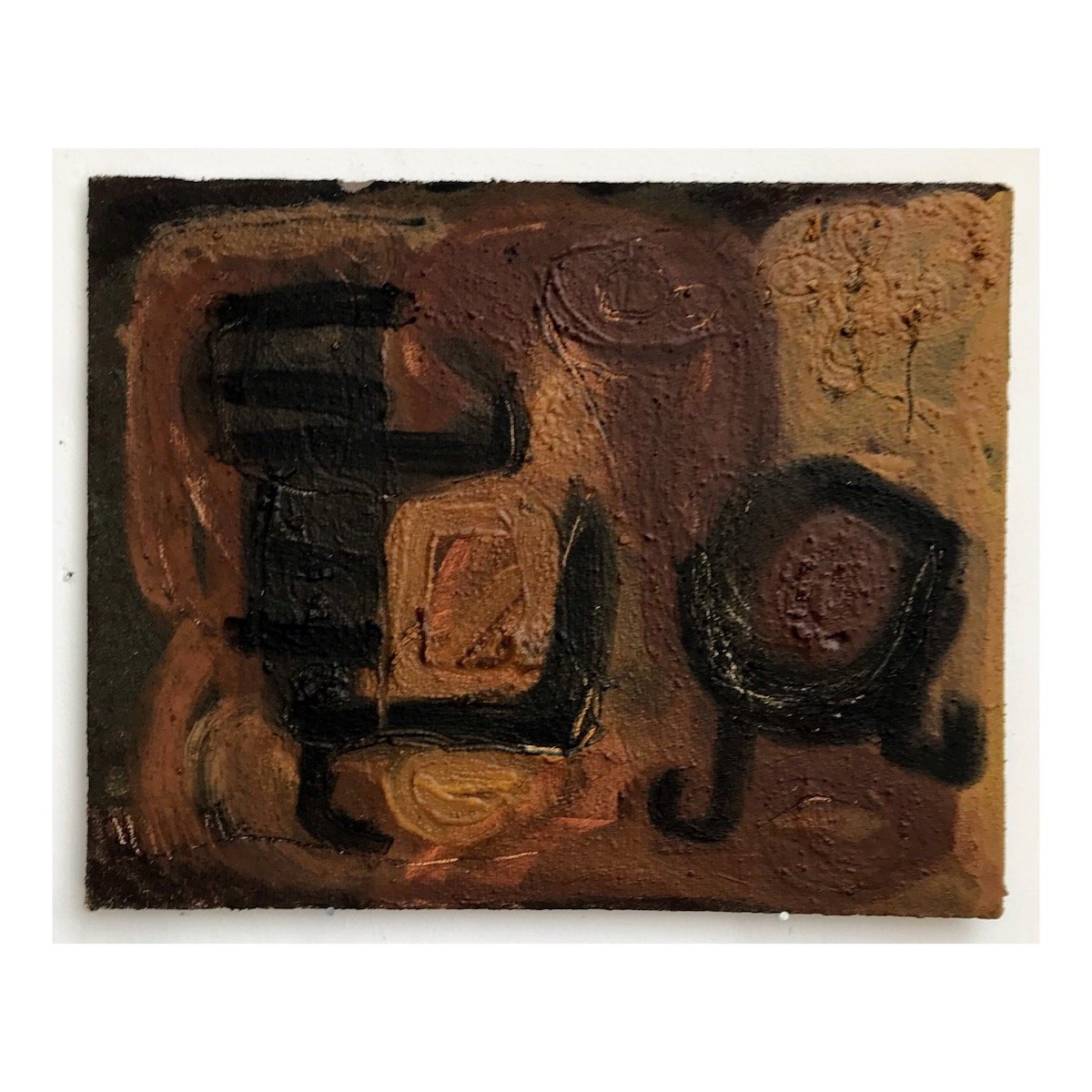 058 kicking the goose  (Cornish earth pigments and linseed oil on primed salvaged board; 30x23cm)