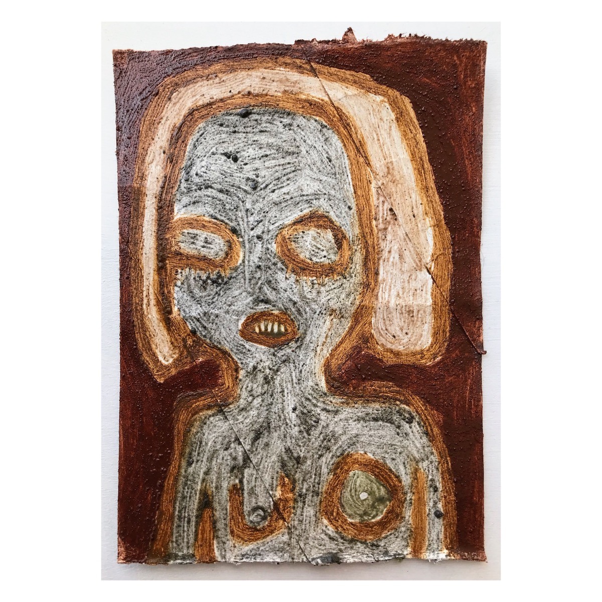 131 girl (Cornish earth pigments and linseed oil on primed salvaged card; 11x16cm)