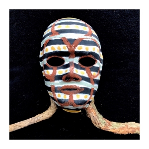 027 mask (Cornish earth pigment papier-mache mask; 17x22cm)