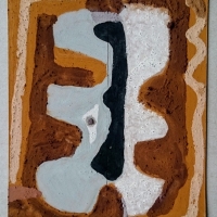 badger (Cornish earth pigments on repurposed cardboard; 18x23cm) © p ward 2019