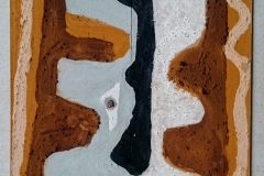 badger (Cornish earth pigments on repurposed cardboard; 18x23cm) © p ward 2019