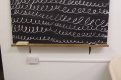 learning (bideford blackboard and shelf with chalk, charcoal and birch bundle) @ p ward 2014
