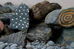 painted boulders, northam, north devon (earth pigments; digital photo) © p ward 2010