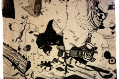 cat and mouse (earth pigments on laos handmade paper; 80x60cm) 2009