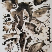here is our belief i hear (shaggy-ink-cap-ink on paper; 21x30cm) 1995