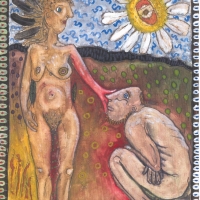 rise up my child and become the flower that you are (paint on paper; 30x42cm; 1996)