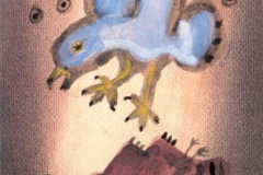 hen harriers (pastel, acrylic and ink-cap-ink on paper; 14.5x21.5cm; 1998)