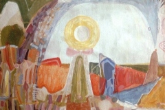 homage (acrylic on salvaged card; 46x32cm; 2001)