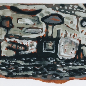 32 submarine (Welsh and Cornish earth pigments on salvaged card; 30x23cm)