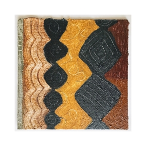 052 as tides turn (Cornish earth pigments and linseed oil on primed salvaged card; 23x23cm)