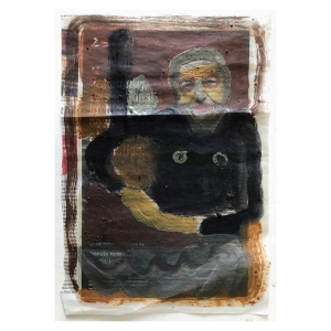 061 Attenborough (Cornish earth pigments and linseed oil on newspaper; 16x21cm)