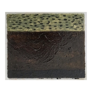 068 flying over  (Cornish earth pigments and linseed oil on primed salvaged board; 25x20cm)