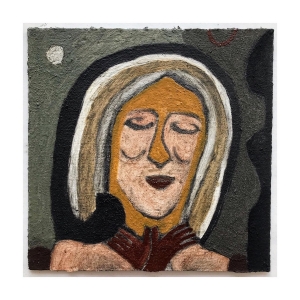 086 painted face 2 (Cornish earth pigments and linseed oil on primed salvaged board; 30x30cm)