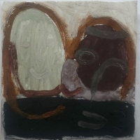 head 2 (Cornish earth pigment egg tempera on paper; 28x28cm) © p ward 2019