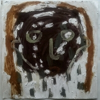 head 1 (Cornish earth pigment egg tempera on paper; 28x28cm) © p ward 2019