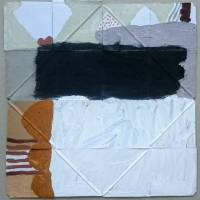 love bed (Cornish earth pigments on repurposed cardboard; 35x36cm) © p ward 2019