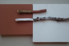 drum beat (sketch; Cornish earth pigments on stretched canvas with elm sticks; 45x25cm) © p ward 2019