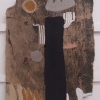 nei synsi an awel / we hold the weather (Cornish earth pigments on salvaged board; 58x76cm) © p ward 2019