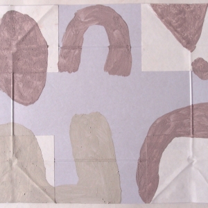 dinythi dhe konines 2 / giving birth to rabbits 2 (Cornish earth pigments on salvaged card; 55x41cm) © p ward 2020